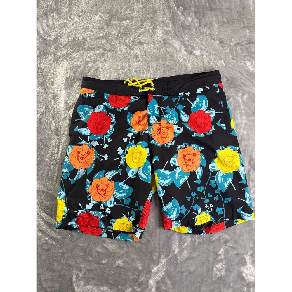 Section 119 Grateful Dead Board Shorts Men 34 Dancing Bears Roses Swim Trunks